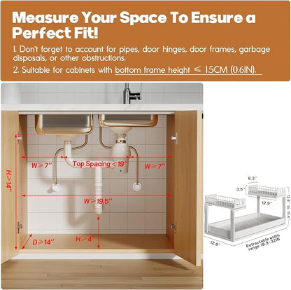1 Pack-19"-32"W Expandable Under Sink Organizer - Image 2