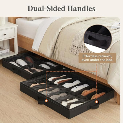 Lifewit 2-Pack Under Bed Shoe Storage Box, 4.3 Inch Slim Low Profile Fabric - Image 4