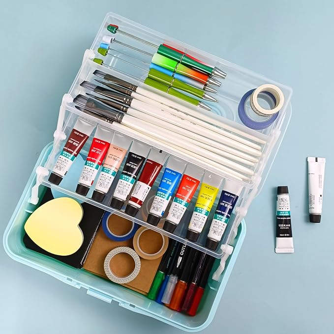 10Inch Tackle Box Organizer and Storage, Three-Layer Sewing Box - Image 5