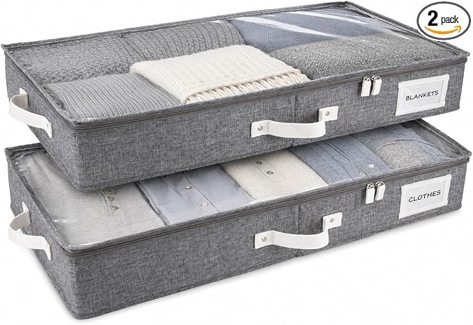 HOMELUX THEORY 2pc Low Profile Under Bed Storage Containers, Thin Under Couch by HomeluxTheory