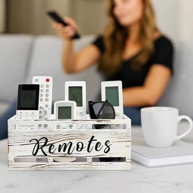 Remote Control Holder for Wall Bedside Organizer Wooden Remote Caddy Control - Image 6