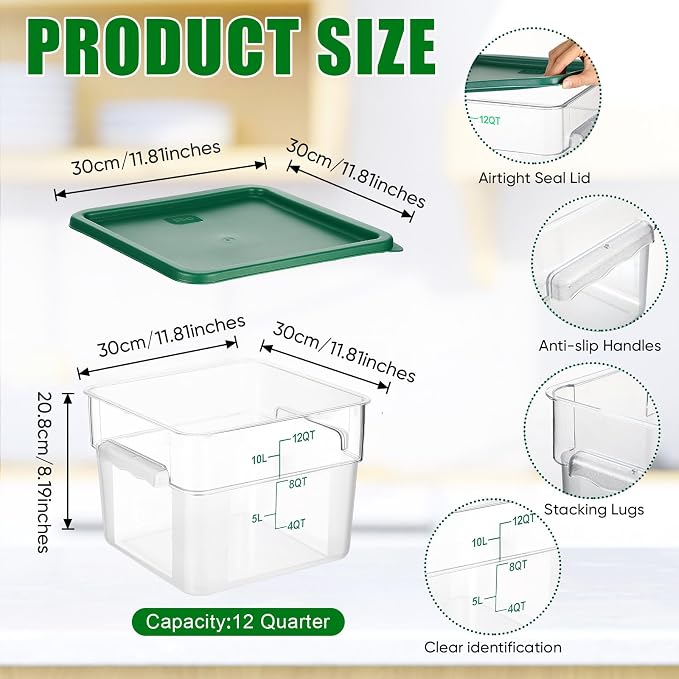 FoldTier 2 Pieces Square Food Storage Containers Polycarbonate Clear food - Image 2