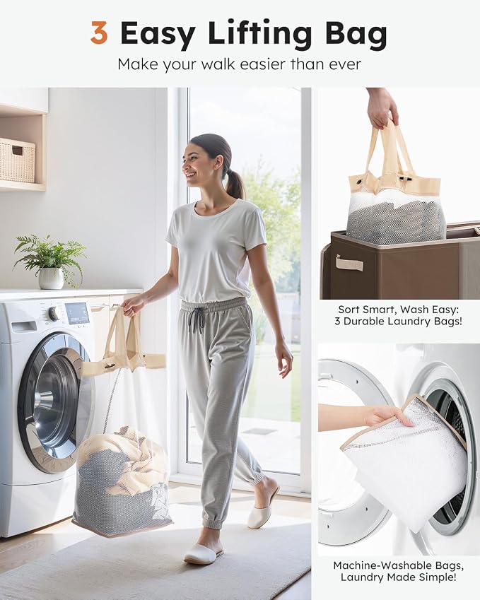 SOLEDI 180L 3-Section Laundry Hamper - Image 3