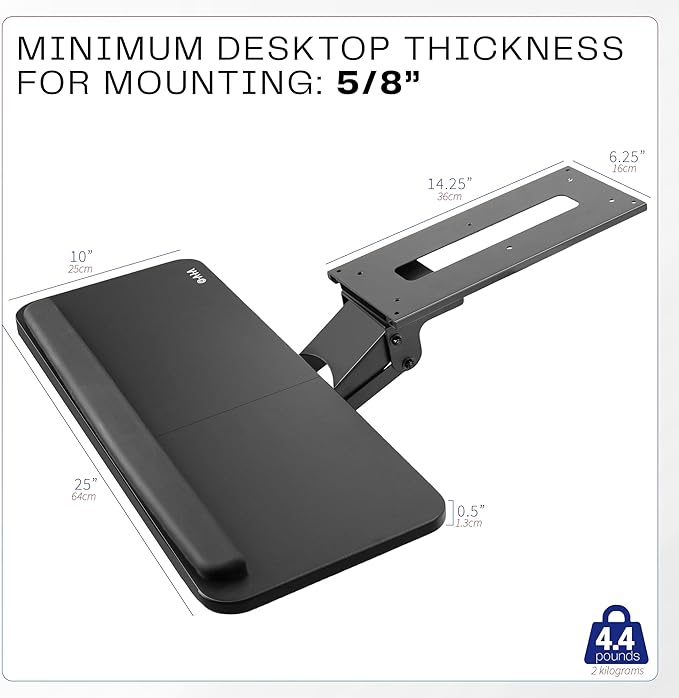 VIVO Adjustable Computer Keyboard & Mouse Platform Tray Ergonomic Under Table - Image 5