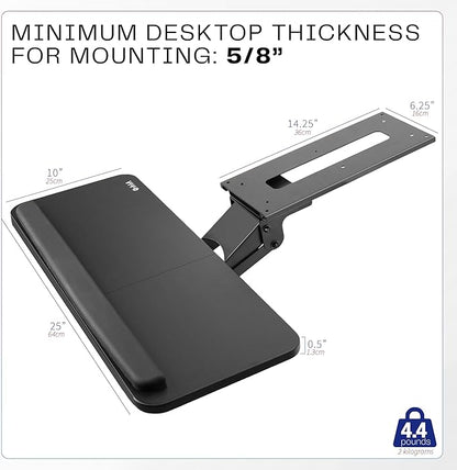 VIVO Adjustable Computer Keyboard & Mouse Platform Tray Ergonomic Under Table - Image 5