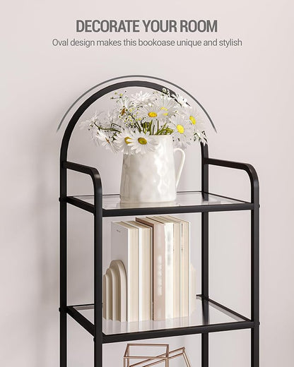Hzuaneri Bookcase Bookshelf, Tempered Glass Bookshelves | Slim Shelving Unit - Image 4