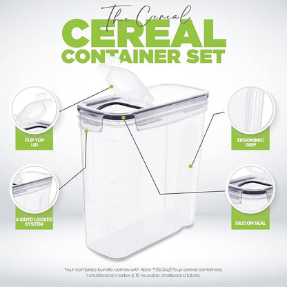 Utopia Kitchen Cereal Containers Storage Set – 2 Pack 4L Airtight Food Storage - Image 4