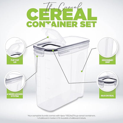Utopia Kitchen Cereal Containers Storage Set – 3 Pack 4L Airtight Food Storage - Image 4