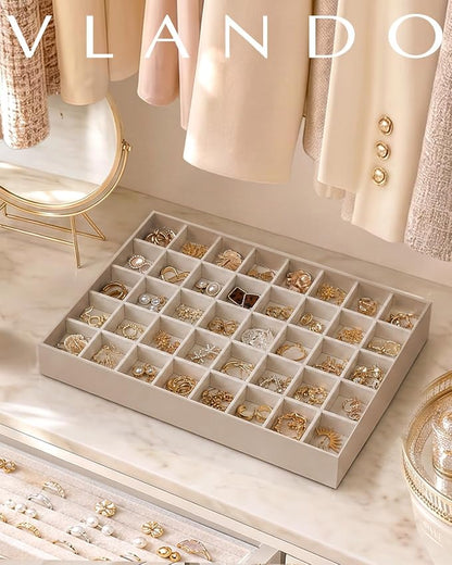 VLANDO Stackable Jewelry Tray, Drawer Organizer, 40-Grid Display, Toffee | 40 - Image 2