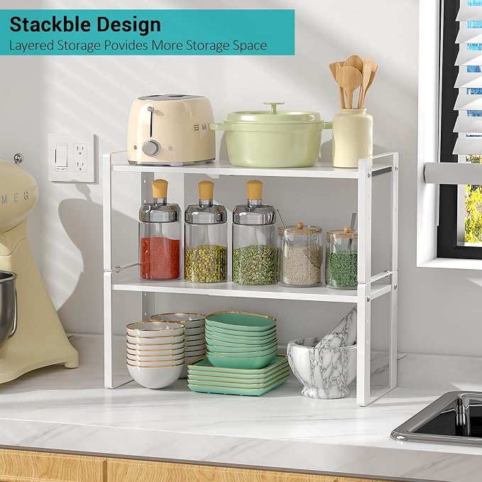 2 Pack Expandable Cabinet Organizer Shelves, 88lbs High Weight Capacity - Image 8
