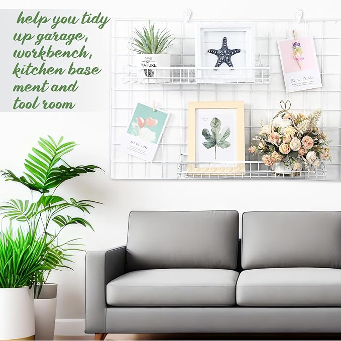 Blulu 4 Pcs 15.75 x 3.94 x 1.97 Inch Metal Grid Wall Baskets - Image 7