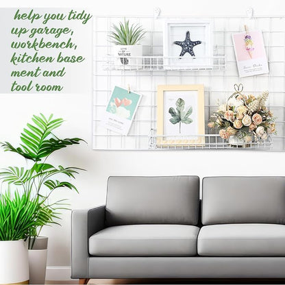 Blulu 4 Pcs 15.75 x 3.94 x 1.97 Inch Metal Grid Wall Baskets - Image 7