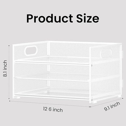 Subekyu 2-Pack 3-Tier White Metal Mesh Desk Paper Letter Tray & File Sorter - Image 4