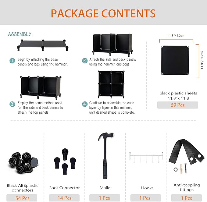 HOMIDEC 20 Black Cube Storage Organizer, Modular Storage Shelf - Image 6