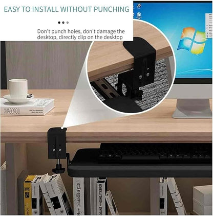 Under Desk Tray No Drill, Slide Out Keyboard Tray Under Desk, Keyboard Slide ut - Image 5