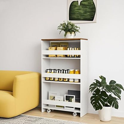 POWERSTONE 4-Tier Slim Storage Cart, Narrow Kitchen Rolling Cart w/Handle & - Image 5