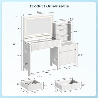PRAISUN 55'' Large Makeup Vanity Desk - Image 9