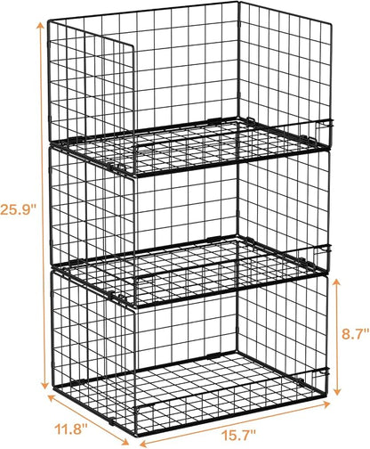 Yociyoga 3-Tier Stackable Closet Organizers and Storage Shelves, Foldable - Image 8