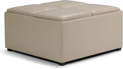 SIMPLIHOME Avalon Wide Contemporary Square Coffee Table Storage Ottoman by SimpliHome