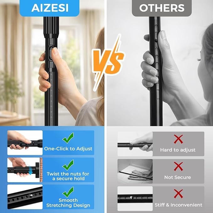 AIZESI 41-124 Inch Heavy Duty Tension Curtain Rod - Image 5