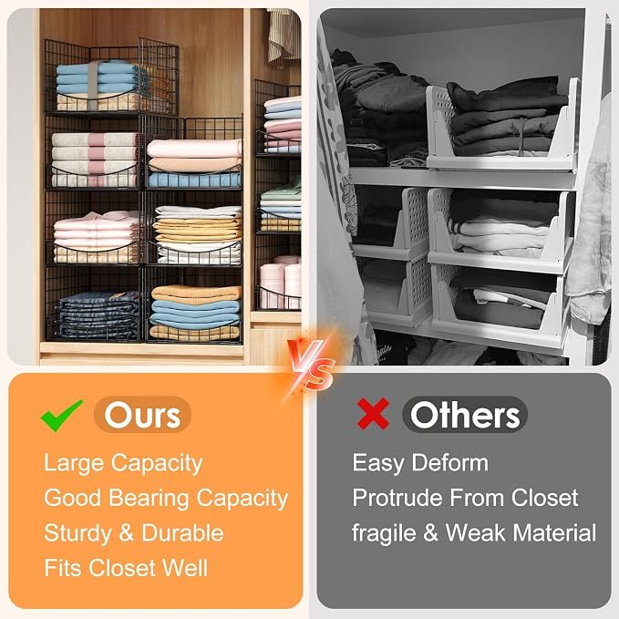JKsmart 4-Tier Stackable Closet Organizer，Extra Large Clothing Cupboard - Image 6