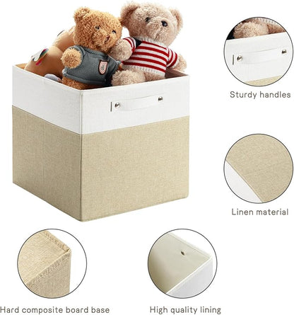 FinishingBo 13x13x13 Storage Cube Bins 4 Pack, Cube Shelf Baskets | Foldable - Image 6