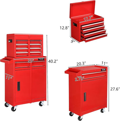 TUFFIOM 5-Drawer Rolling Tool Chest, Tool Storage Cabinet w/Drawers, Lockable - Image 3