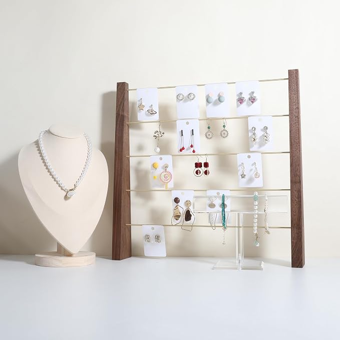 GemeShou 5 Tiers Walnut Earring display stands - Image 9