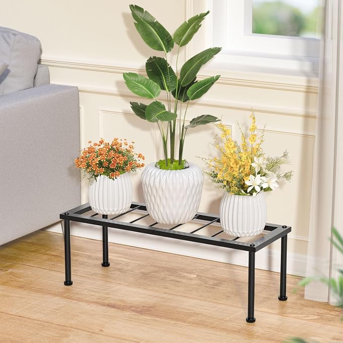 Metal Plant Stand Outdoor, 1 Tier Long Rectangle Plant Stand Indoor & Outdoor - Image 2