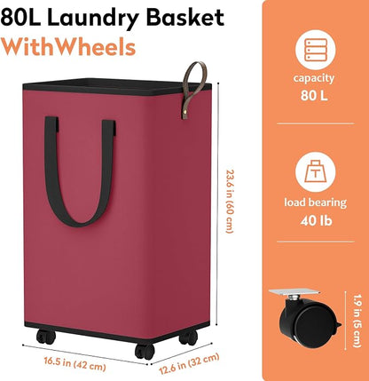 SpaceTrove Laundry Basket with Wheels, Collapsible Laundry Baskets, Laundry - Image 4
