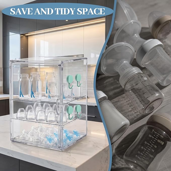 Baby Bottle Organizer, 3 Tier Bottle Storage Organizer Baby | Acrylic Bottles - Image 7
