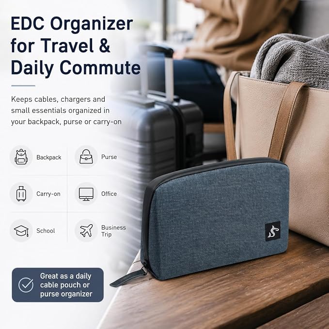 Small Electronics Organizer Travel Case, Cord and Cable Tech Bag Pouch | - Image 7