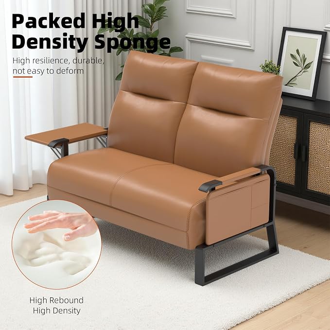 Faux Leather Loveseat, Upholstered Loveseat - Image 5