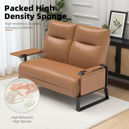 Faux Leather Loveseat, Upholstered Loveseat - Image 5