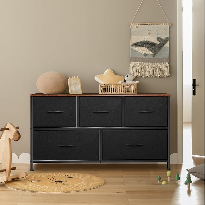 Dresser for Bedroom with 5 Drawers, Chest of Drawers, Storage Drawers Organizer - Image 8