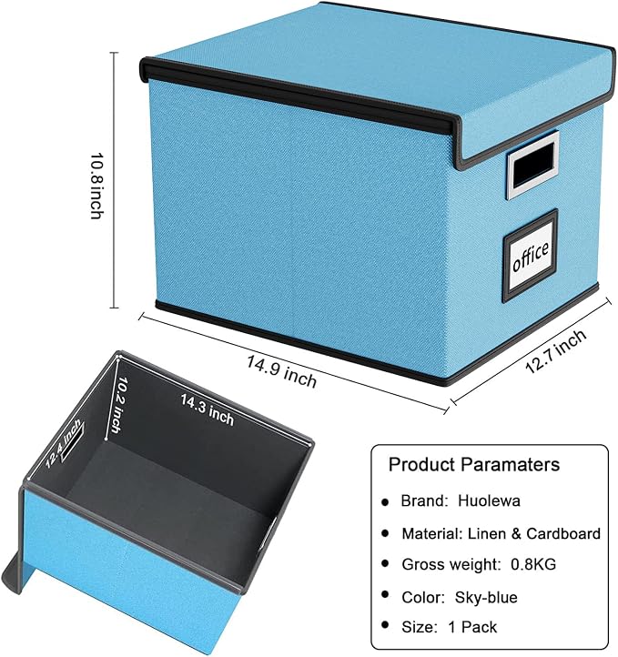 File Organizer Box with Lids, Collapsible File Folder Organizer | File Box with - Image 6