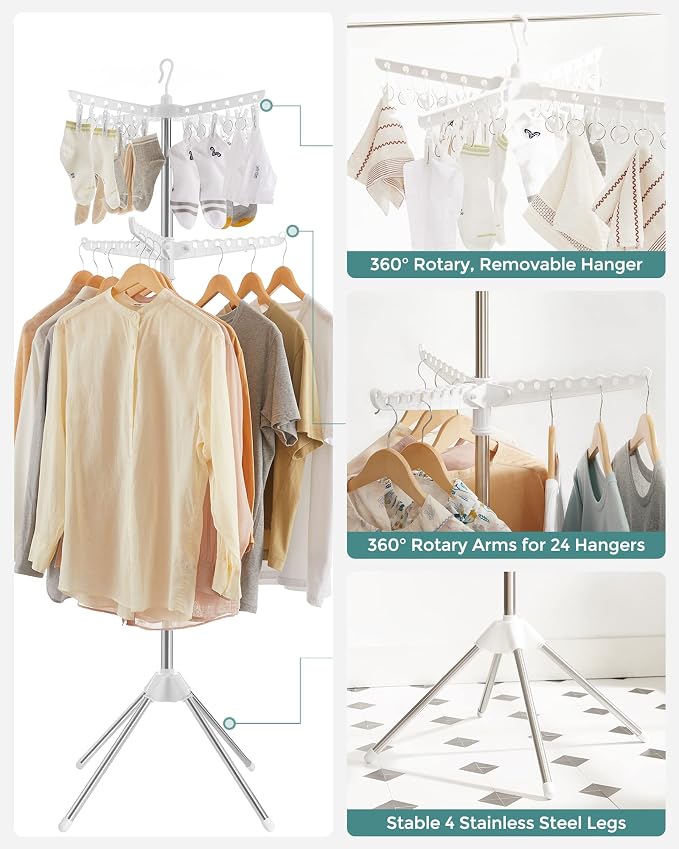 SONGMICS 2-Tier Clothes Drying Rack, 72-Inch Folding Laundry Drying Rack - Image 4