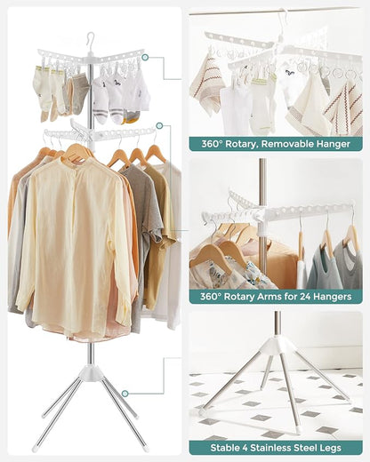 SONGMICS 2-Tier Clothes Drying Rack, 72-Inch Folding Laundry Drying Rack - Image 4