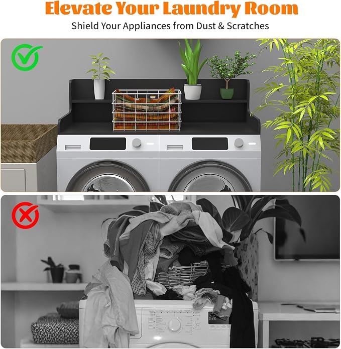 2-Tier Washer Dryer Countertop, Wood Laundry Countertop - Image 2