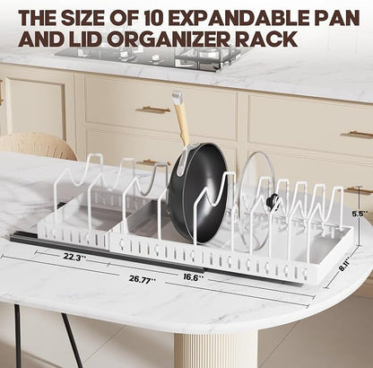 Pull Out Pots and Pans Organizer Under Cabinet, Expandable Sliding Lid Holder - Image 3