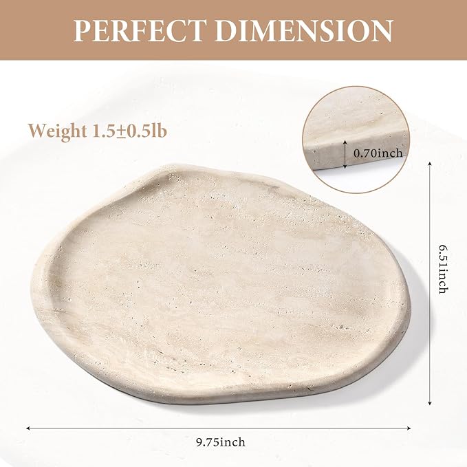 Koville Luxurious Natural Marble Vanity Tray, Cloud Shape Serving Stone Key Tray - Image 3