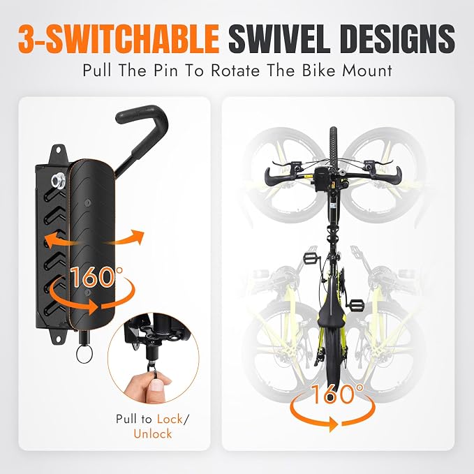 INNO STAGE 1-Pack Swivel Bike Wall Mount Rack, Heavy Duty Bike Rack, Garage - Image 6