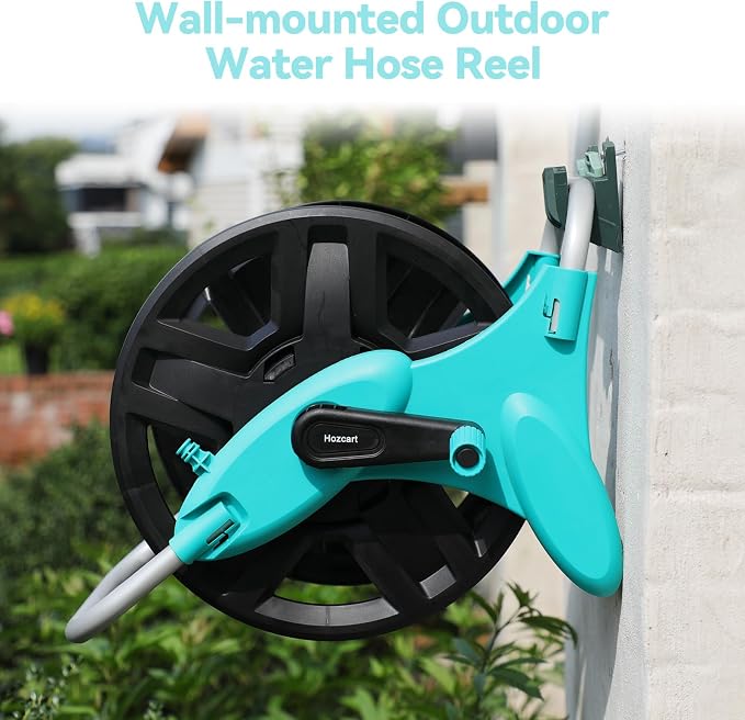 Garden Hose Reel Cart, Hose Holder Up to 50-100 Feet of 5/8" Hose, Wall Mounted - Image 7