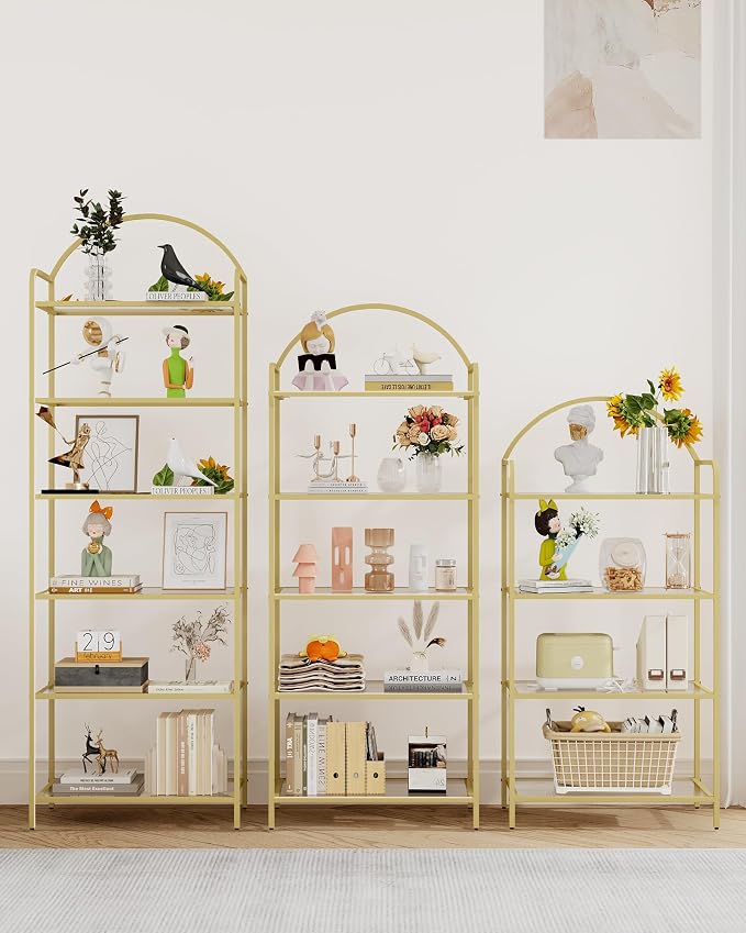 Hzuaneri Bookcase Bookshelf, Tempered Glass Bookshelves | Slim Shelving Unit - Image 8