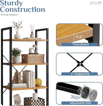 DUMOS 4 Tiers Open Bookshelf, Classic Freestanding Tall Display Shelf, Sturdy - Image 6
