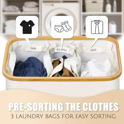 Extra Large 3 Section Dirty Clothes Laundry Basket - Image 3
