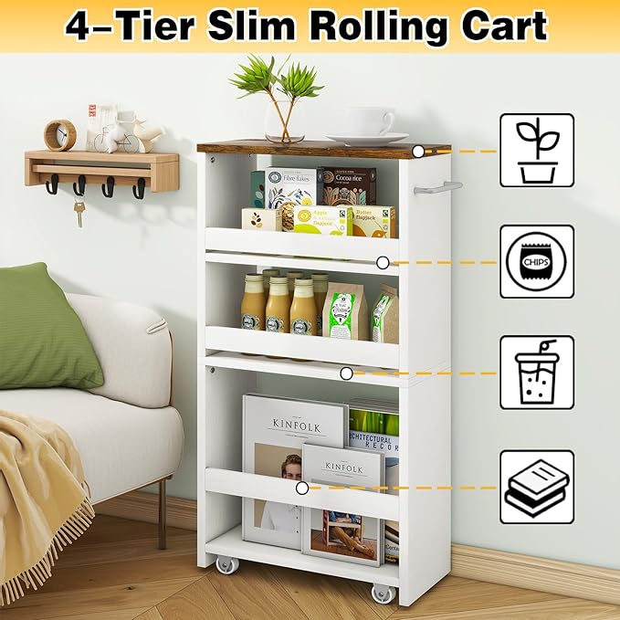 IBUYKE Slim Storage Cart 5.9" W, Rolling Organizer Trolley - Image 6