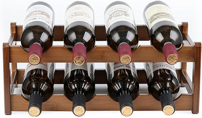 Wine Rack Storage, Bamboo Wine Racks Cabinet Shelf, 2-Tier 8 Bottles by Unknown