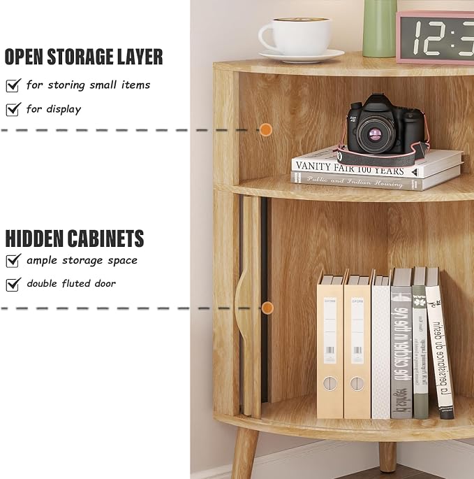 Bathroom Corner Storage Cabinet, 31.5''H Small Floor Corner Cabinet - Image 6