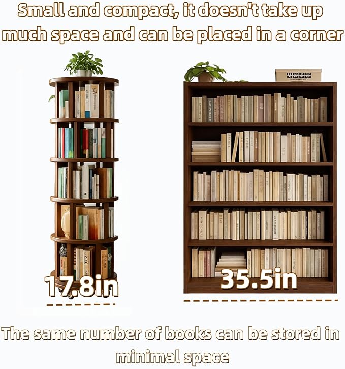 Solid Wood Rotating Round Bookshelf Towers - Image 3